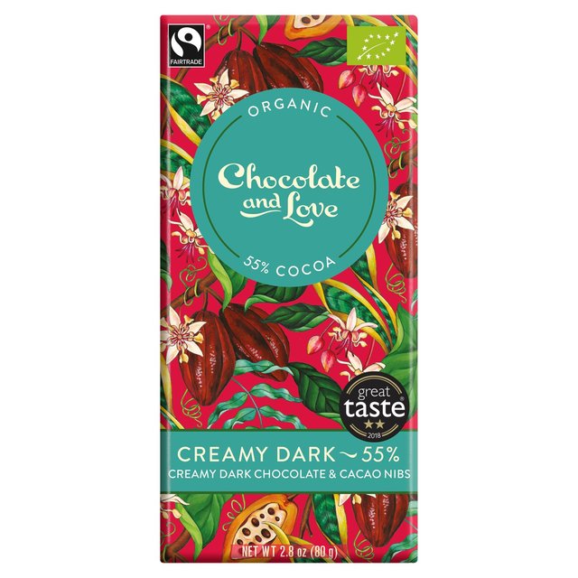 Chocolate and Love Fairtrade Organic Creamy 55% Dark Chocolate 80g Botiga