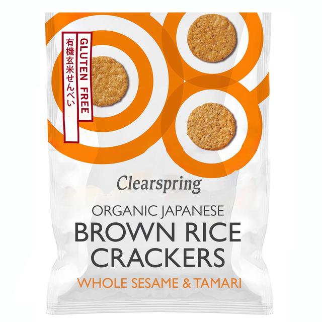 Clearspring Organic Whole Sesame Brown Rice Crackers 40g Botiga