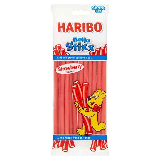 Haribo Balla Stixx Strawberry Pencil Sweets Sharing Bag 140g Botiga