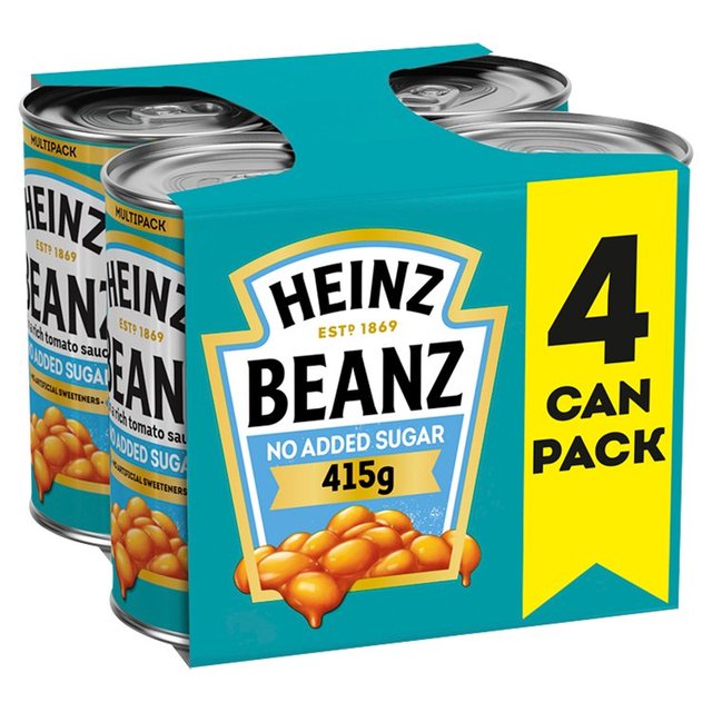 Heinz No Added Sugar Baked Beans in a Rich Tomato Sauce 4 x 415g Botiga