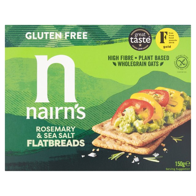 Nairns Gluten Free Flatbreads Rosemary & Sea Salt 150g Botiga
