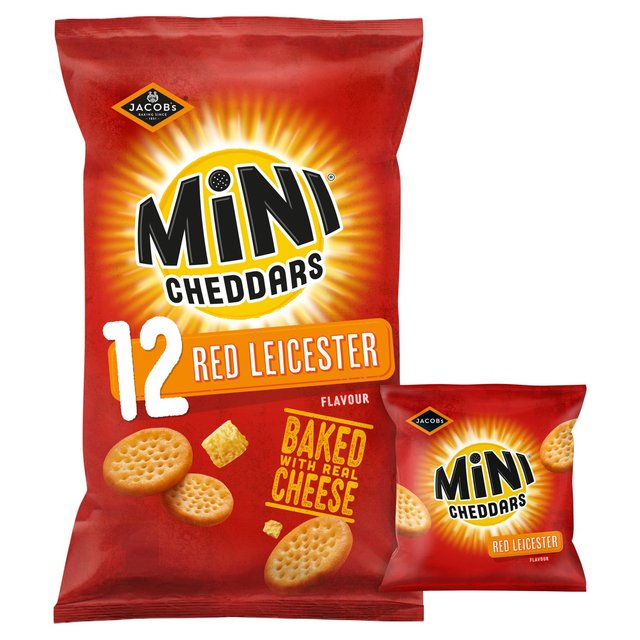 Jacob's Mini Cheddars Red Leicester Baked Snacks Multipack 12 per pack Botiga