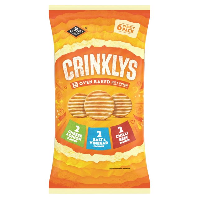 Jacob's Crinklys Variety Baked Snacks Multipack 6 per pack Botiga