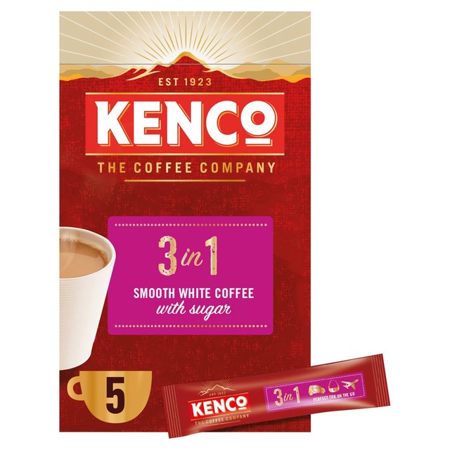 Kenco 3 in 1 Smooth White Instant Coffee with Sugar Sachets 5 x 20g Botiga