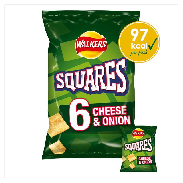 Walkers Squares Cheese & Onion Multipack Snacks 6 x 22g Botiga