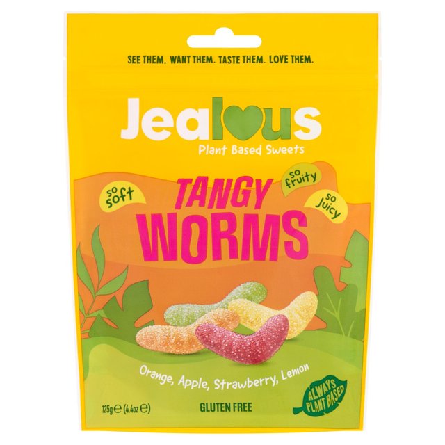 Jealous Sweets Tangy Worms Plant-based Gummy Sweets 125g Botiga