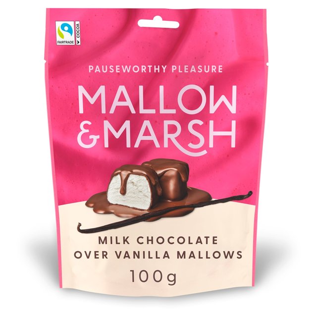 Mallow & Marsh Vanilla Marshmallows Coated in Milk Chocolate 100g Botiga