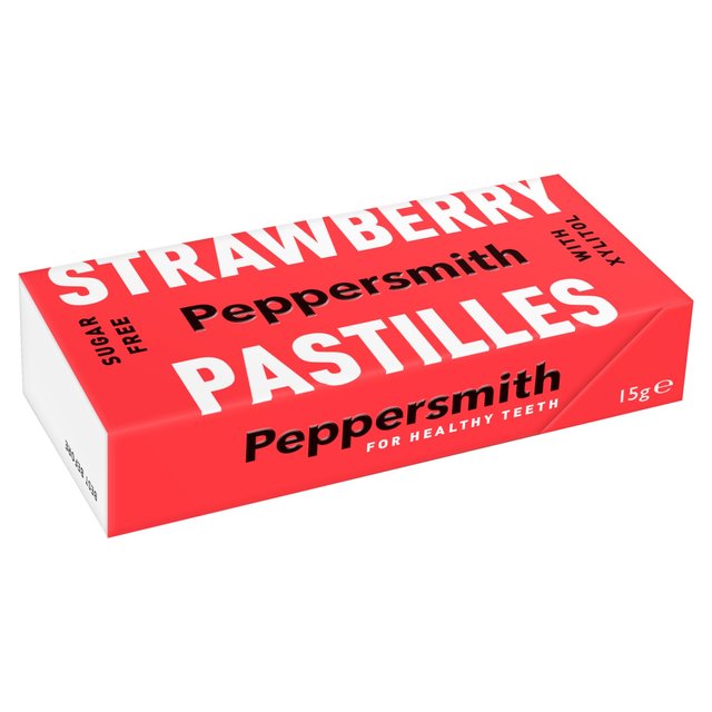Peppersmith 100% Xylitol Strawberry Pastilles 15g Botiga