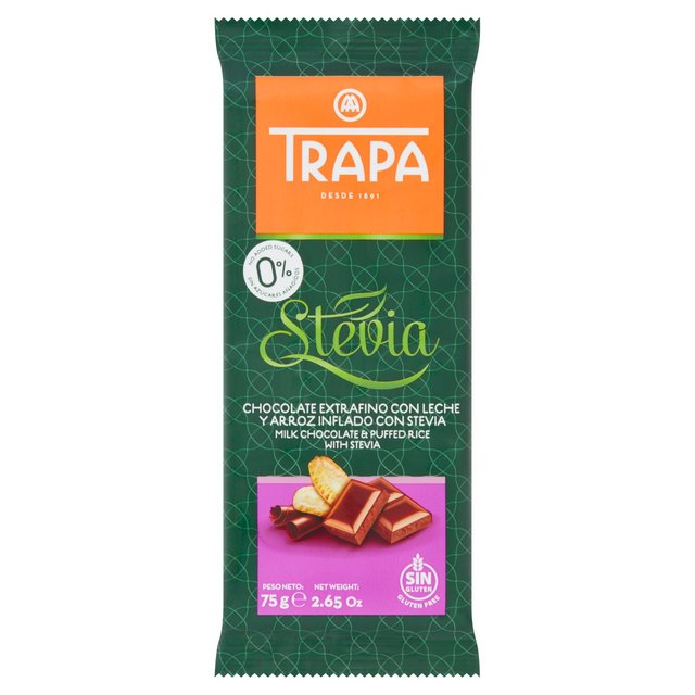 Trapa Milk Chocolate with Puffed Rice with Stevia 75g Botiga