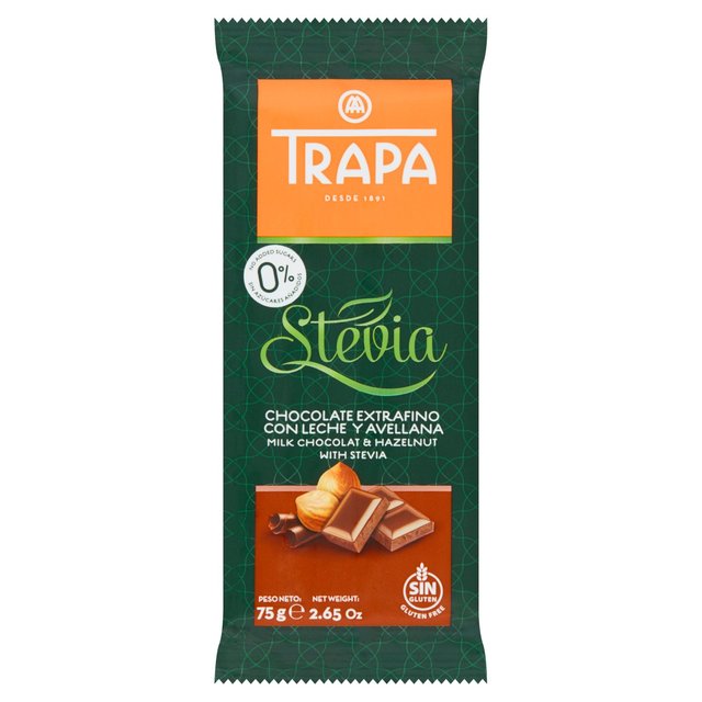 Trapa Milk Chocolate & Hazelnut with Stevia 75g Botiga