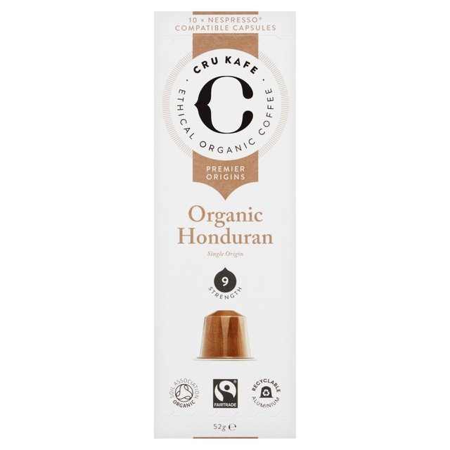 CRU Kafe Organic Honduran Single Origin Nespresso Compatible Capsules 10 per pack Botiga