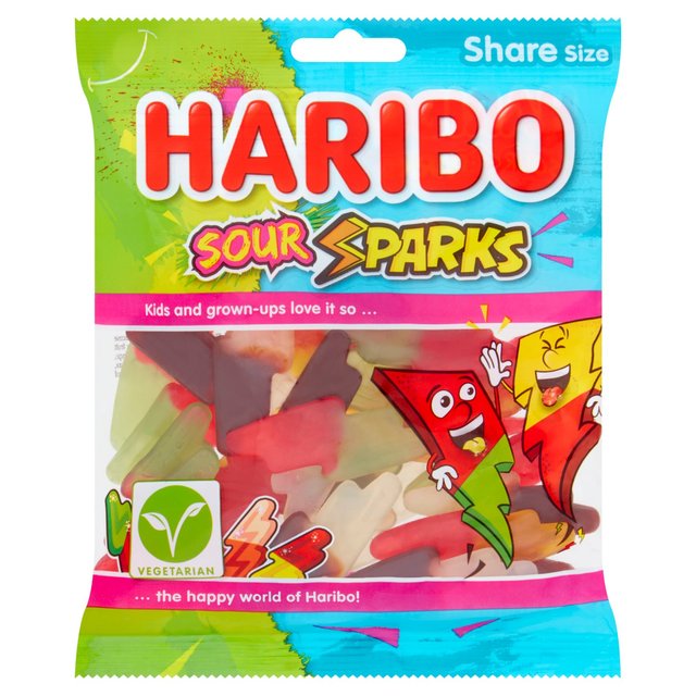Haribo Sour Sparks Vegetarian Sweets Bag 160g Botiga