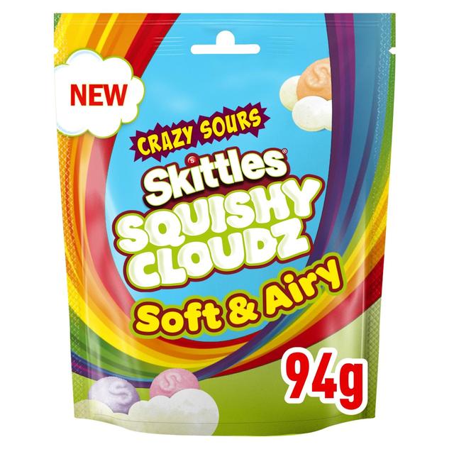 Skittles Squishy Cloudz Sour Sweets Fruit Flavoured Sweets Pouch Bag 94g Botiga