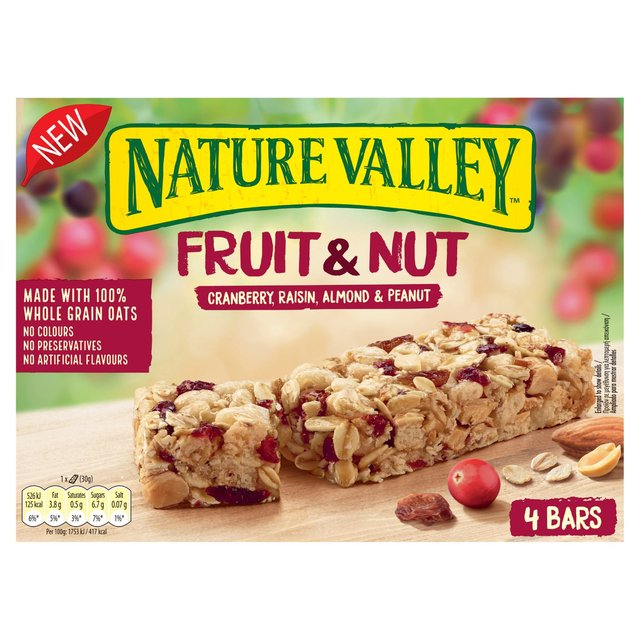 Nature Valley Fruit & Nut Cereal Bars Cranberry & Almonds 4 x 30g Botiga