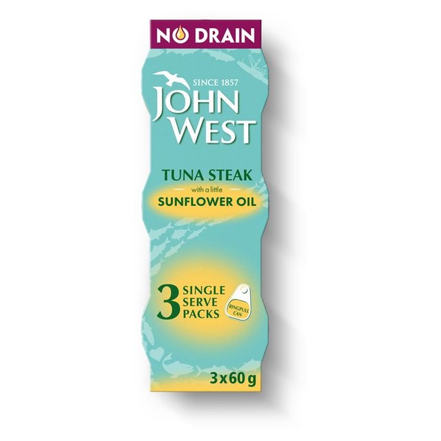 John West No Drain Tuna Steak In Sunflower Oil 3 x 60g Botiga