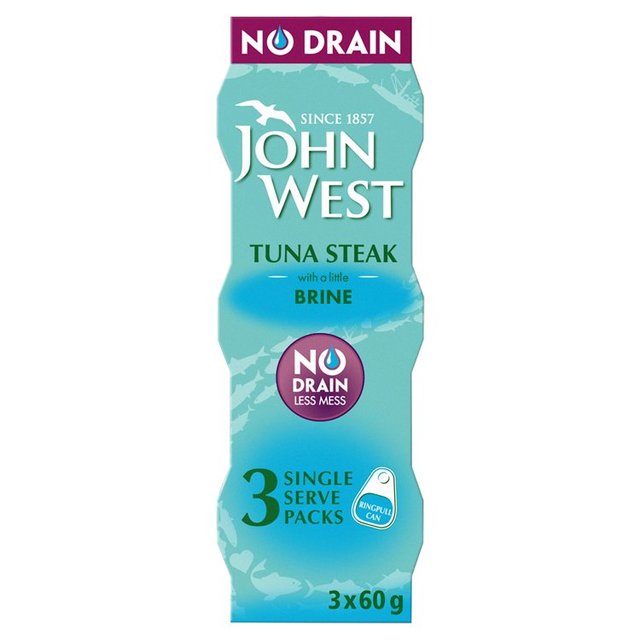 John West No Drain Tuna Steak In Brine 3 x 60g Botiga