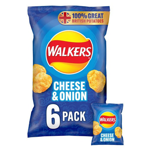 Walkers Cheese & Onion Multipack Crisps 6 per pack Botiga