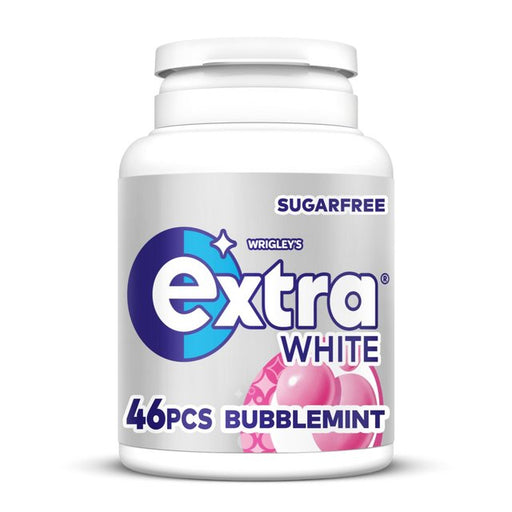 Extra White Bubblemint Sugarfree Chewing Gum Bottle 46 Pieces 64g Botiga