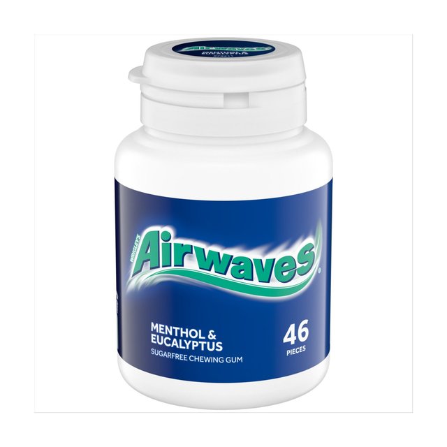 Airwaves Menthol & Eucalyptus Sugar Free Chewing Gum Bottle 46 Pieces 64g Botiga