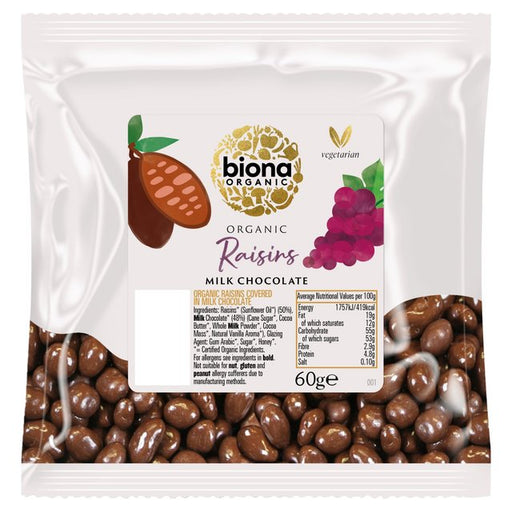 Biona Organic Raisins Milk Chocolate 60g Botiga