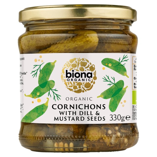 Biona Organic Cornichons With Dill & Mustard Seeds 330g Botiga