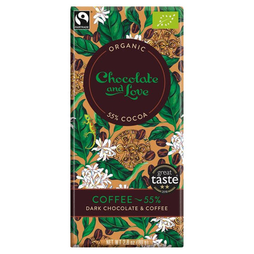 Chocolate and Love Fairtrade Organic Coffee 55% Dark Chocolate 80g Botiga