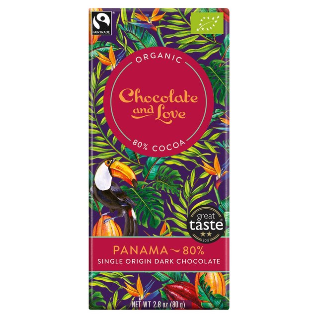 Chocolate and Love Fairtrade Organic Panama 80% Dark Chocolate 80g Botiga