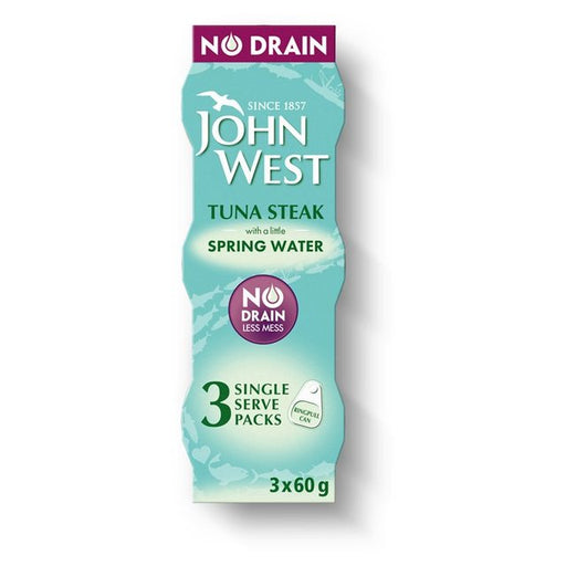 John West No Drain Tuna Steak In Spring Water 3 x 60g Botiga