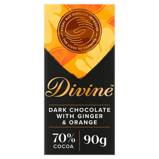 Divine 70% Dark Chocolate with Ginger & Orange 90g Botiga