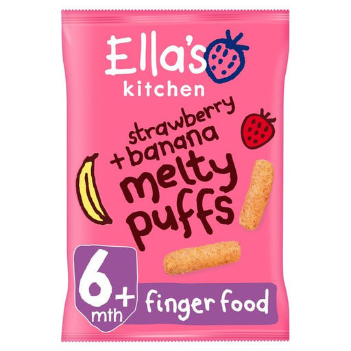 Ella's Kitchen Strawberry & Banana Melty Puffs Baby Snack 6+ Months 20g Botiga