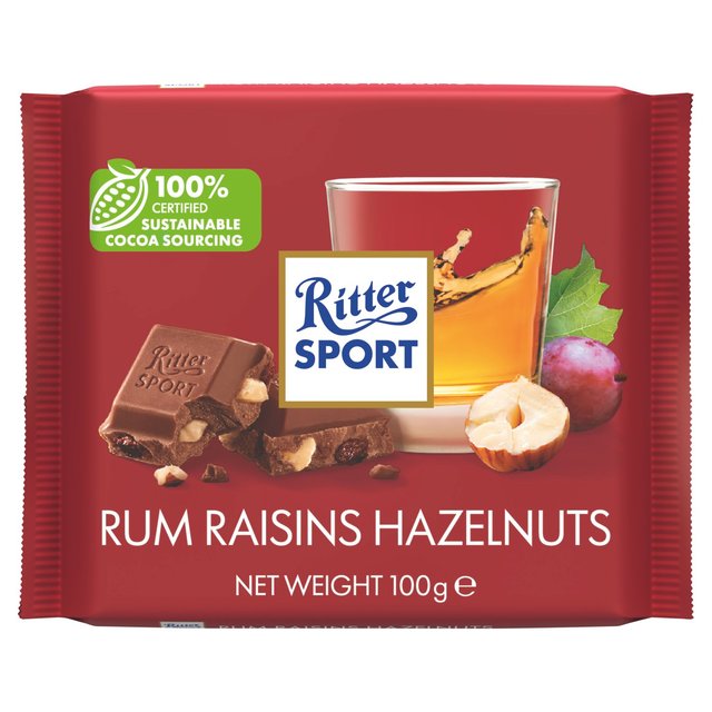 Ritter Sport Rum, Raisin & Hazelnuts Milk Chocolate 100g Botiga