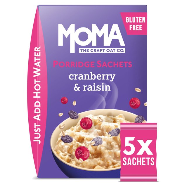 MOMA Cranberry & Raisin Porridge Sachets Gluten Free 5 x 70g 5 per pack Botiga