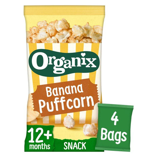 Organix Banana Organic Puffcorn, 12 mths+ Multipack 4 x 10g Botiga