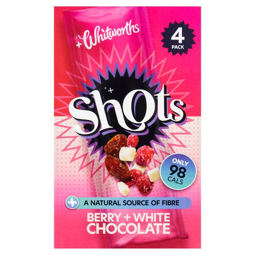 Whitworths Shots Snack Pack Berry & White Chocolate 4 per pack Botiga