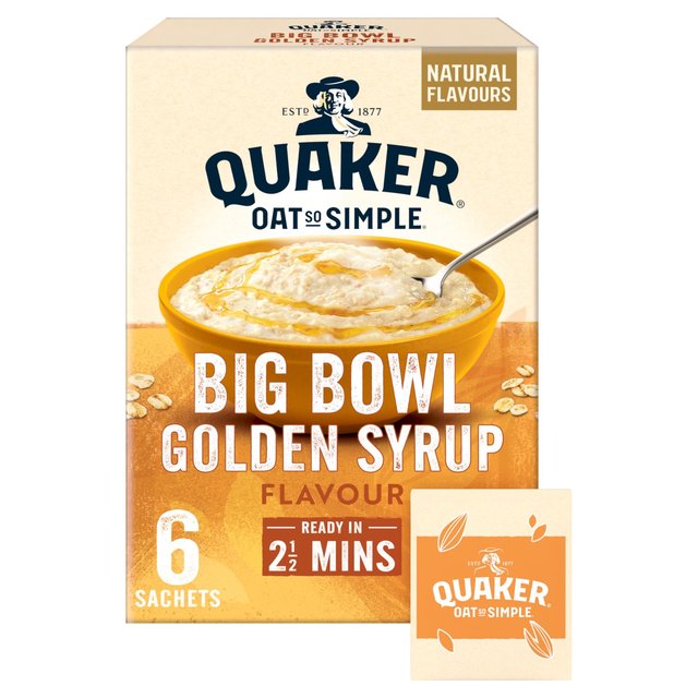 Quaker Oat So Simple Big Bowl Golden Syrup Porridge Sachets Cereal 6 per pack Botiga