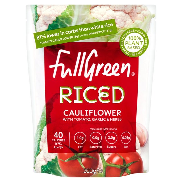 Fullgreen Riced Cauliflower with Tomato, Garlic & Herb 200g Botiga