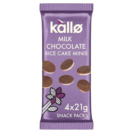 Kallo Belgian Milk Chocolate Mini Rice Cakes Multipack 4 x 21g Botiga