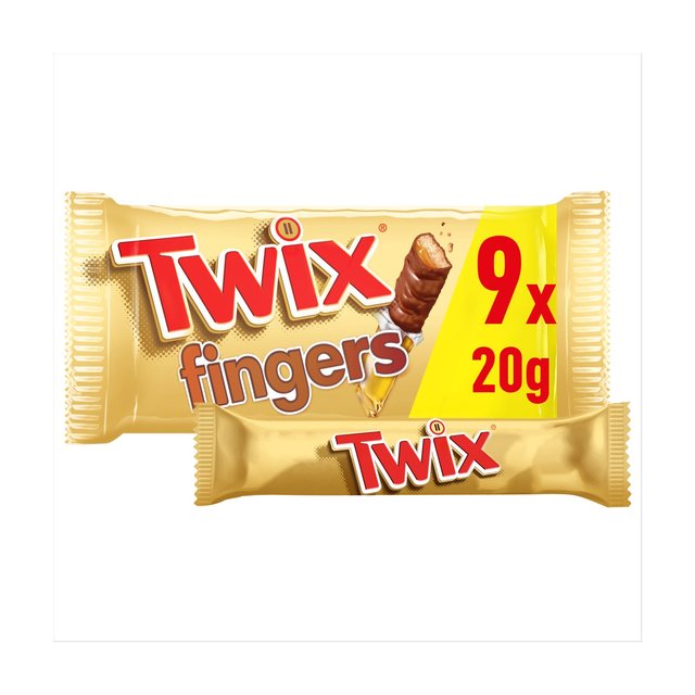 Twix Caramel & Milk Chocolate Fingers Biscuit Snack Bars Multipack 9 x 20g Botiga