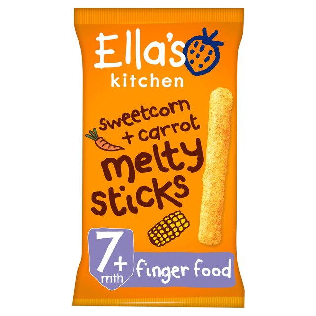 Ella's Kitchen Sweetcorn & Carrot Melty Sticks Baby Snack 7+ Months 16g Botiga