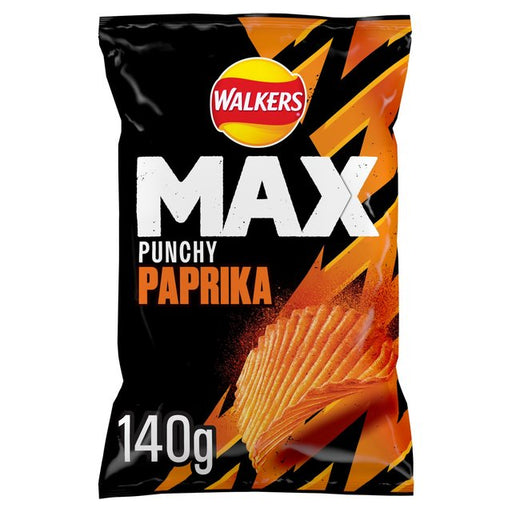 Walkers Max Punchy Paprika Sharing Bag Crisps 140g Botiga
