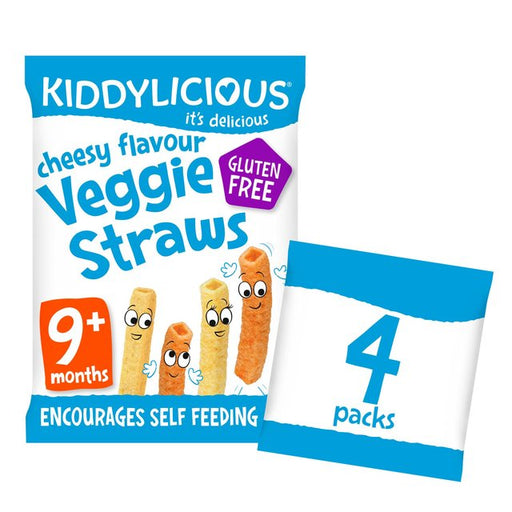 Kiddylicious Cheesy Flavoured Veggie Straws Baby Snacks Multi 4 x 12g Botiga