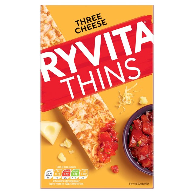 Ryvita Thins Three Cheese Flatbread Crackers 125g Botiga