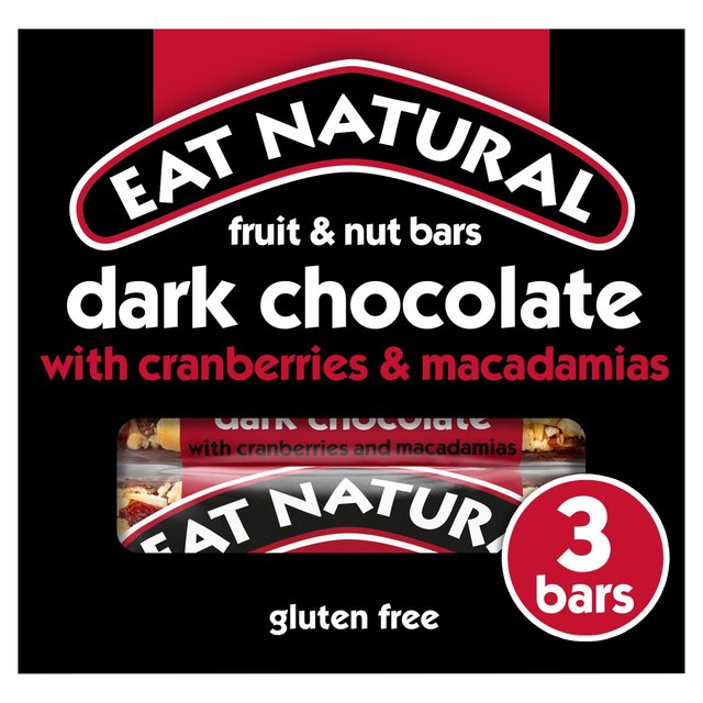 Eat Natural Dark Chocolate Cranberries & Macadamias Bars 3 x 40g Botiga