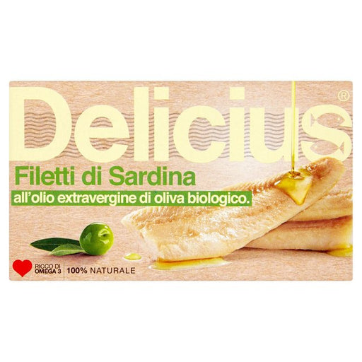Delicius Sardine Fillets in Organic Extra Virgin Olive Oil 90g Botiga