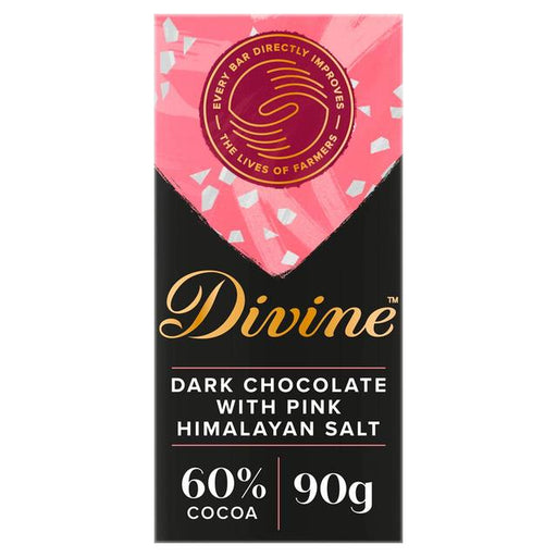 Divine 60% Dark Chocolate Pink Himalayan Salt 90g Botiga