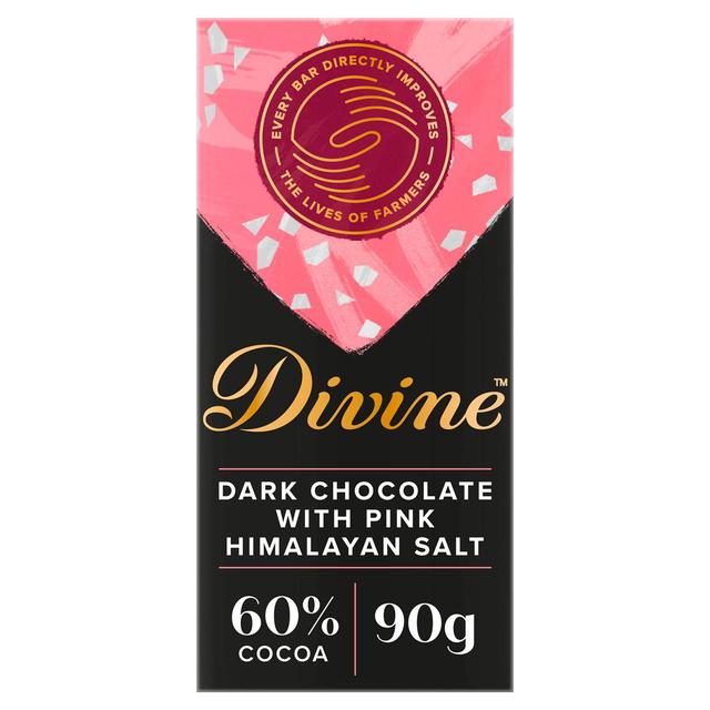 Divine 60% Dark Chocolate Pink Himalayan Salt 90g Botiga