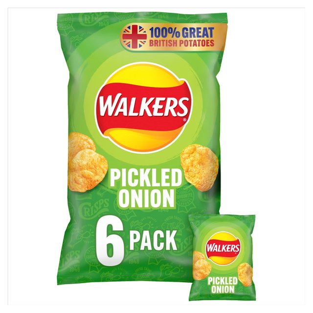 Walkers Pickled Onion Multipack Crisps 6 per pack Botiga