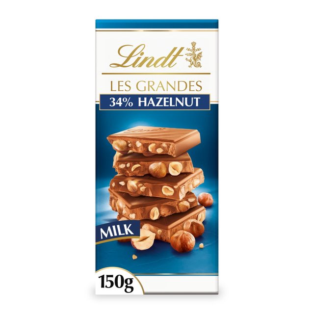 Lindt Les Grandes Hazelnuts Milk Chocolate Bar 150g Botiga