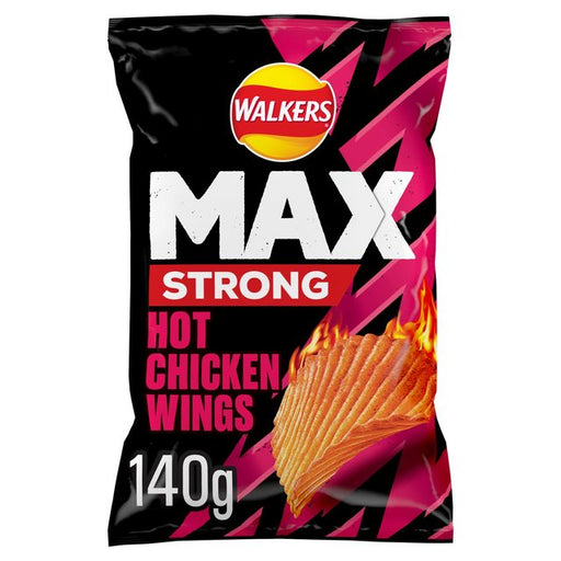 Walkers Max Strong Hot Chicken Wings Sharing Bag Crisps 140g Botiga