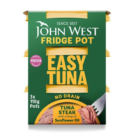 John West No Drain Fridge Pot Tuna Steak In Sunflower Oil 3 x 110g Botiga
